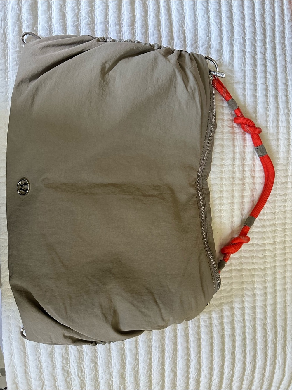lululemon athletica Olive Crossbody Bag with Red Accent Strap